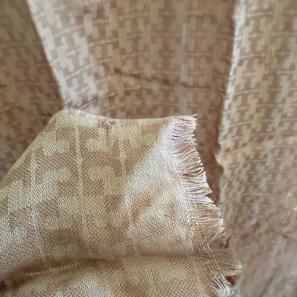 Tory Burch Monogranned Beige Patterned Scarf